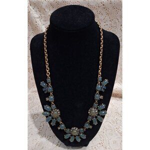 J.Crew Statement Necklace With Blue & Rhinestone Embellishments